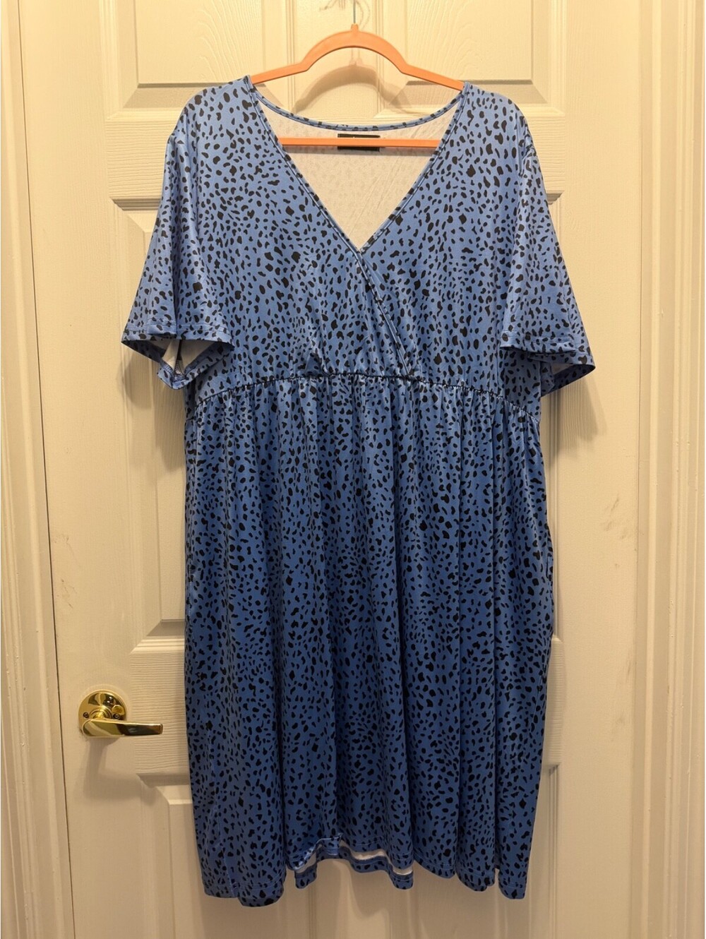 AMZ Plus V Neck A Line Bluegrain Knee Length Dress 3X